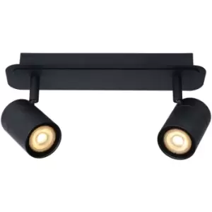 Image of Lucide LENNERT - Twin Ceiling Spotlight Bathroom - LED Dim. - GU10 - 2x5W 3000K - IP44 - Black