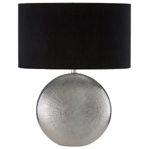 Image of Premier Housewares Jasmin Table Lamp in Silver Ceramic with Black Shade
