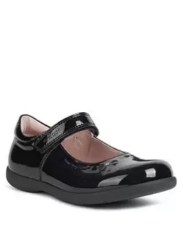 Image of Geox Naimara Girls Patent Velcro Strap School Shoe - Black Patent, Size 12.5 Younger