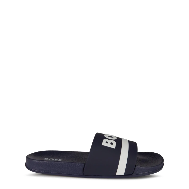 Image of Boss Kids Logo Sliders with Logo Design Sandals Navy 849 male 2 (34)