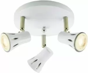 Image of 3 Light Adjustable Ceiling Spotlight - Triple Moving Head - Gloss White