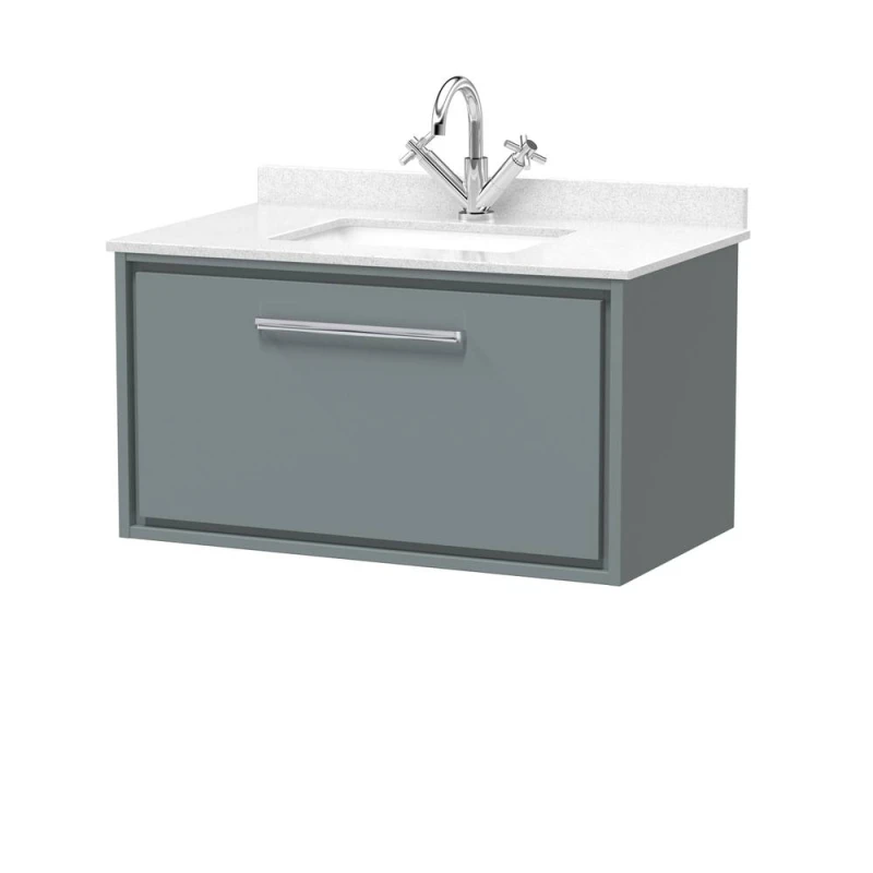 Image of Balterley 800mm Wall Hung Single Drawer with Marble Worktop Basin - Coastal Grey Grey Unisex
