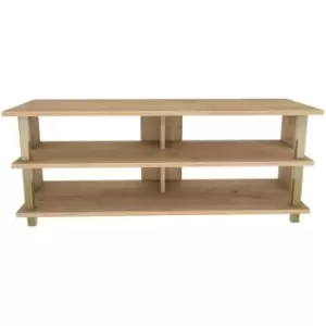 Image of Decorotika - Pueblo 120 Cm Wide tv Stand, tv Console, tv Unit Storage With Open Shelves For Living Room, Bedroom, Hallway - Gold And Oak - Gold / Oak