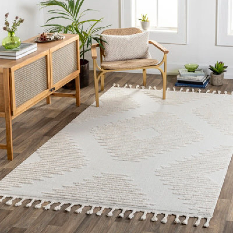 Image of Livabliss Berber Global High Pile Ivory Sloan Area Rug 140 X 200 Cm - Easy Care, Non Shedding, Ideal For Living Room & Bedroom