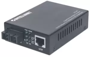 Image of Gigabit Ethernet Single Mode Media Converter - 10/100/1000Base-T to 1000Base-Lx (SC) Single-Mode - 20km (Euro 2-pin plug) - 1000 Mbps - 1000Base-T -