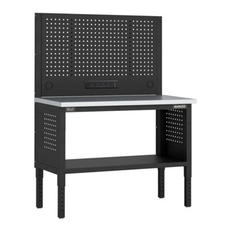 Image of Sealey Superline Pro Modular Stainless Steel Top Workbench and Pegboard APMWB50COMBOSS Length: 1.26m
