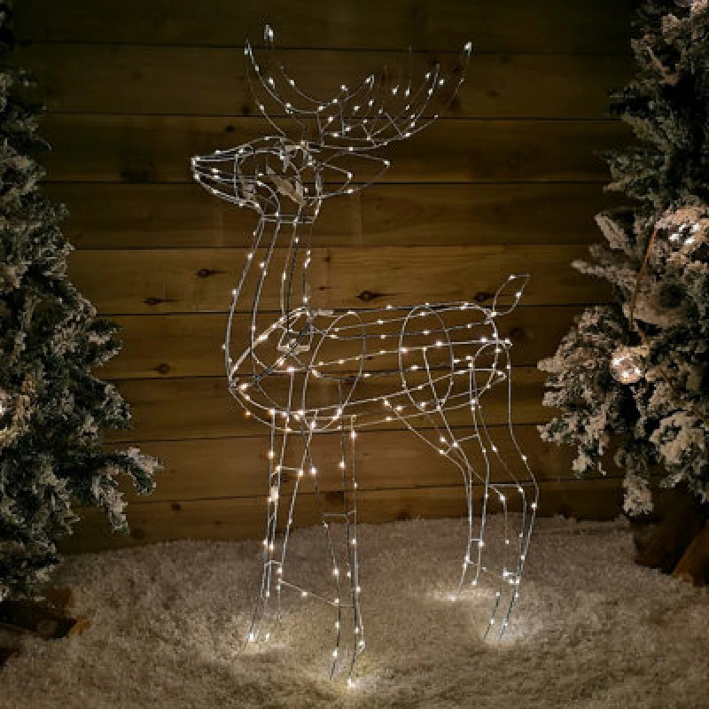 Image of Samuel Alexander 1.14m Outdoor Light Up Reindeer Christmas Decoration with Twinkling Warm White LEDs Beige