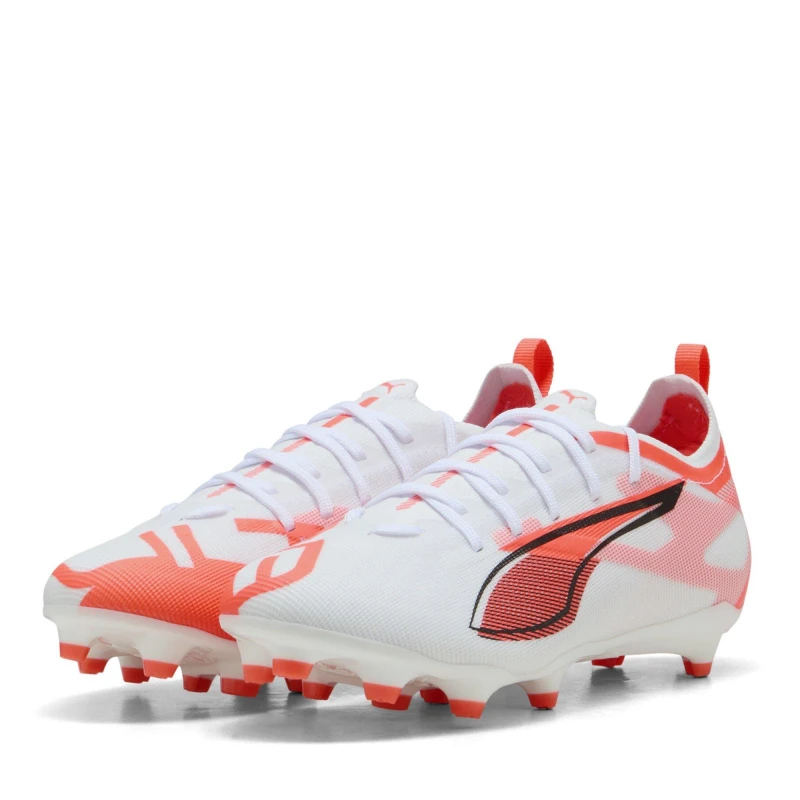 Image of Puma Ultra Pro Junior Firm Ground Football Boots White/Red male 3 (35.5)