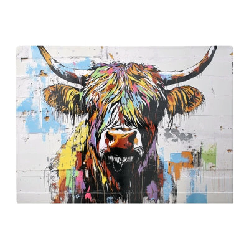 Image of Warren Reed Designer Banksy Inspired Highland Cow Chopping Board