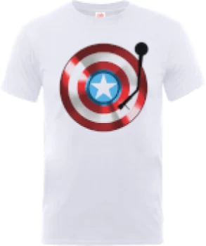 Image of Marvel Avengers Assemble Captain America Record Shield T-Shirt - White - S