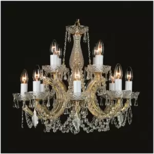 Image of Impex Maria Therese 12 Light Crystal Gold Multi Arm Chandelier