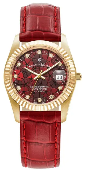 Image of Jacques Du Manoir JWL02607 Inspiration Flower (34mm) Red Watch