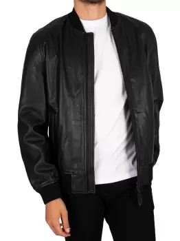 Image of Studios Leather Flight Bomber Jacket