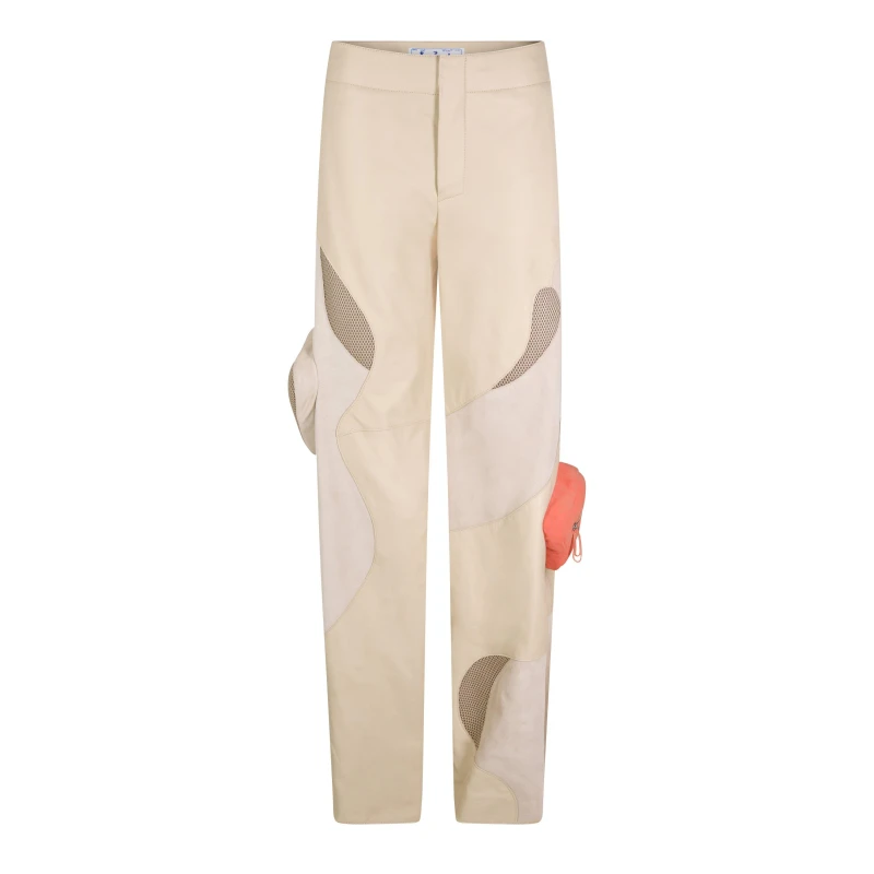 Image of Off White Womens Candle Edge Straight Leg Trousers Beige female 8 (XS)