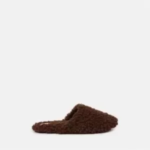Image of Missguided Borg Mule Slippers - Brown