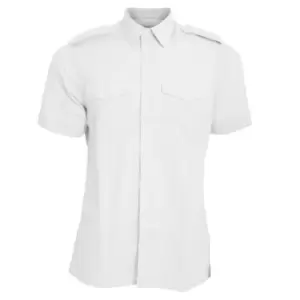 Image of Kustom Kit Mens Short Sleeve Pilot Shirt (14.5) (White)