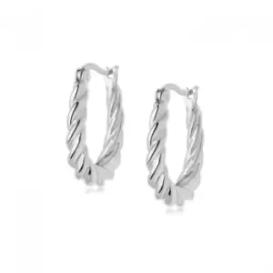 Image of Stacked Rope Creole Hoop Sterling Silver Earrings EB8016_SLV