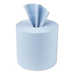Image of 5 Star Facilities Centrefeed Tissues Refill for Jumbo Dispenser Single ply L300m x W200mm Blue Pack of 6
