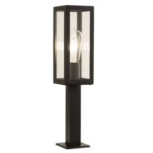 Image of 1 Light Outdoor Short Bollard Light Black with Clear Glass IP44, E27