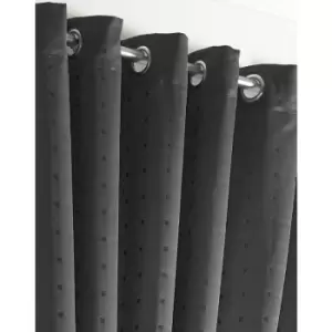 Image of Madison Charcoal Grey Eyelet Curtains 66 x 90 Fully Lined Ready Made Ring Top - Grey