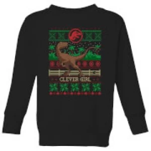 Image of Jurassic Park Clever Girl Kids Christmas Sweatshirt - Black - 3-4 Years