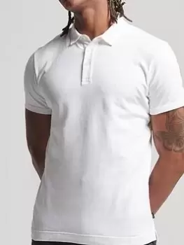 Image of Superdry Studios Jersey Polo Shirt, White, Size L, Men