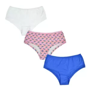 Image of Tom Franks Girls Brief Shorts (Pack Of 3) (6-7 Years) (White/Navy/Pink)