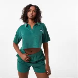 Image of Slazenger ft.Wolfie Cindy Towelling Cropped Polo - Green