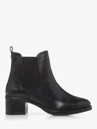 Image of Dune Black Leather 'Olla' Mid Block Heel Ankle Boots - 3