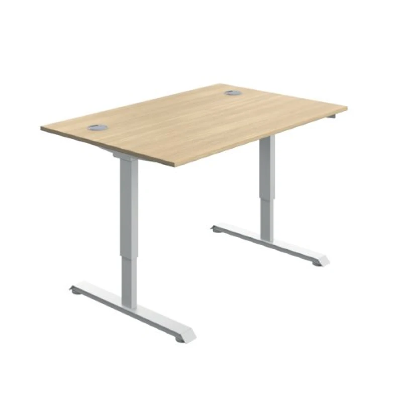 Image of Serrion Single Motor Sit/Stand Desk 1200x800x730-1220mm Oak/White KF800325