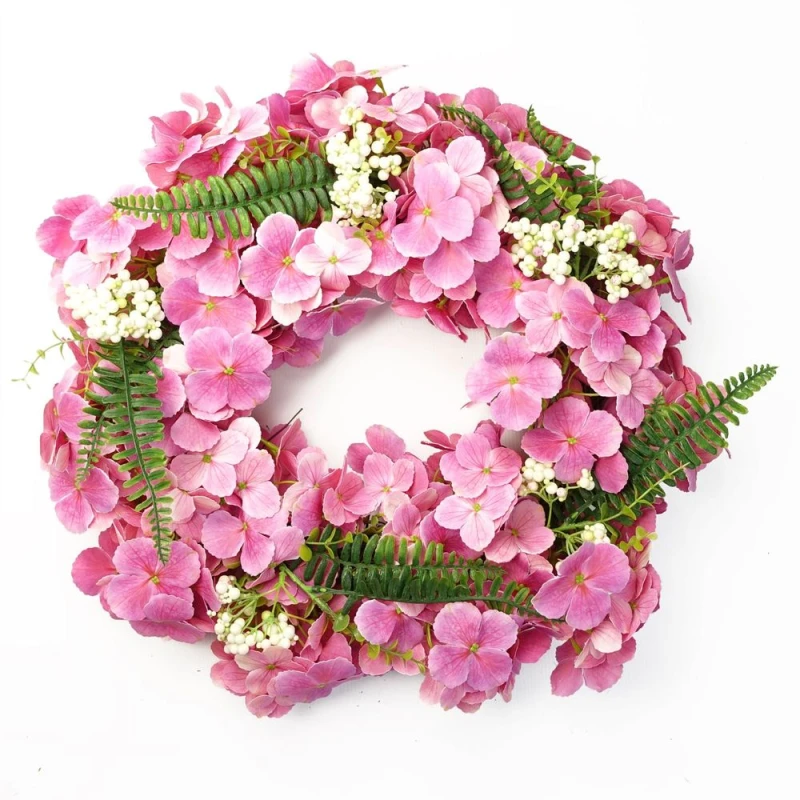 Image of Leaf 40cm Artificial Pink Floral Blossom Wreath Pink unisex