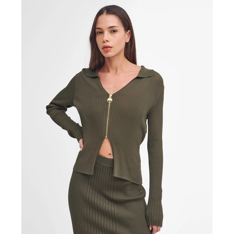 Image of Barbour International Mondale Zip-Up Cardigan - Green Green 16