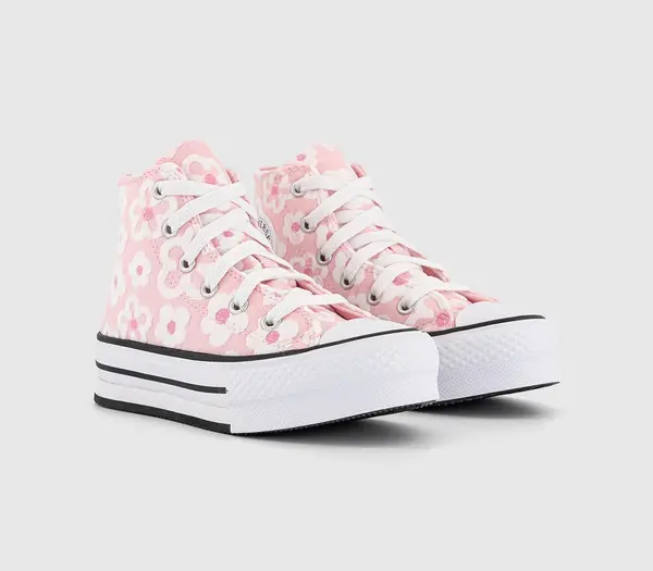 Image of Converse Kids All Star Eva Lift Hi Youth Trainers Donut Glaze Oops Pink White, 2