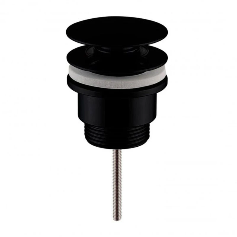Image of Push Button Universal Basin Waste Slotted and Unslotted Matt Black