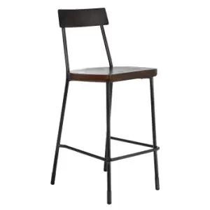 Image of Walnut and Rubberwood Stool with Gunmetal Legs