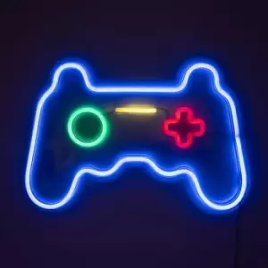 Image of Games Controller Neon Blue Light Decoration