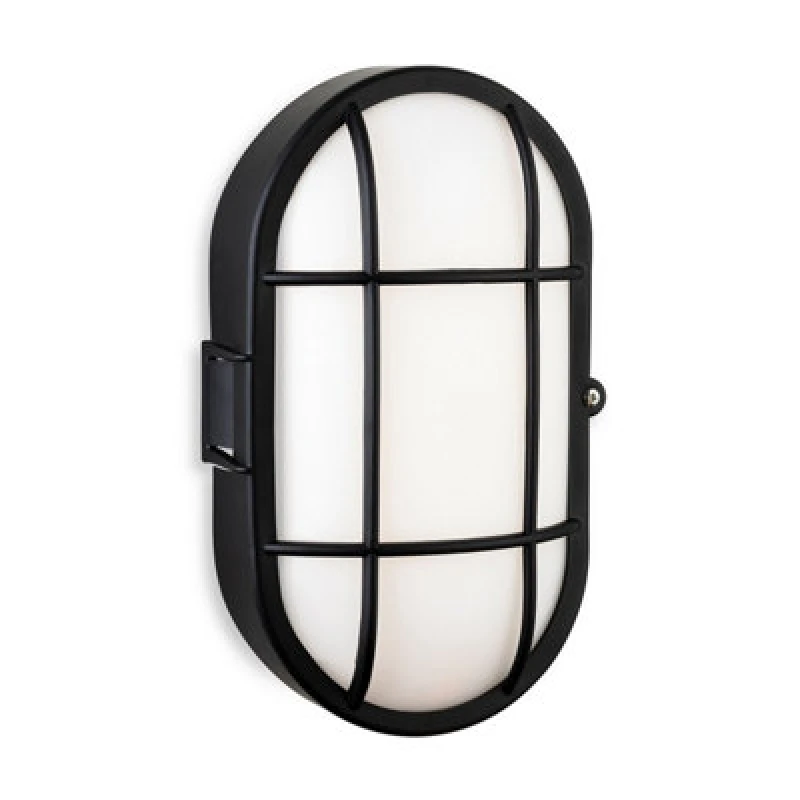 Image of Firstlight Lewis Anti-Corrosion Style LED Oval Bulkhead 9W Warm White in Black and Opal