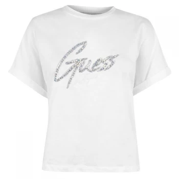 Image of Guess Guess Diamante Crop Top - White
