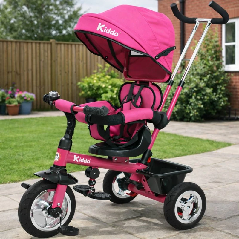 Image of Kiddo Smart 4-in-1 Convertible Trike with Storage & Canopy in Pink Size: 1 Pack Pink Unisex 1 Pack