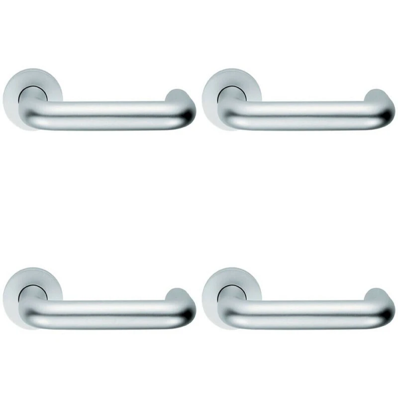 Image of Loops 4x PAIR 22mm Round Bar Safety Lever on Round Rose DDA Compliant Satin Aluminium Multi