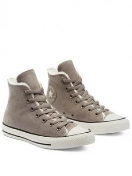 Image of Converse All Star Faux Fur Lined Hi-Tops - Taupe