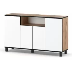 Image of Best4D Cabinet Storage Dresser 140x80x35cm with White Mat Front - Body Colour Oak Votan
