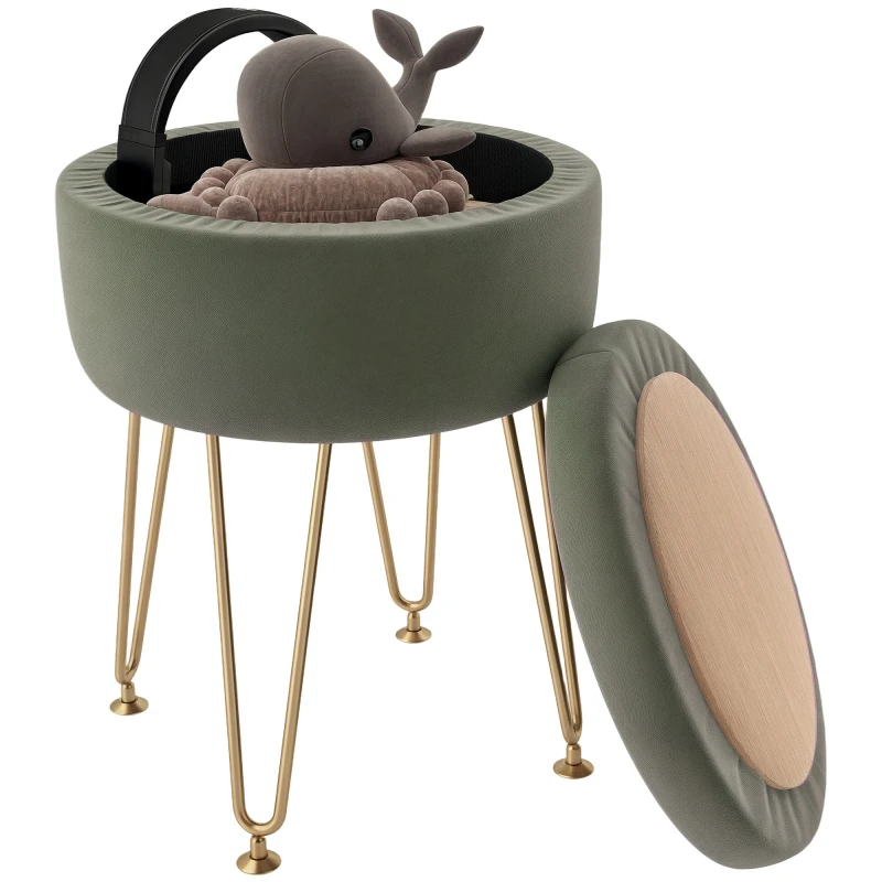 Image of HOMCOM 5L Velvet Footstool with Removable Lid for Bedroom - Green TJ Hughes 5063603083219