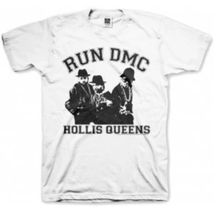 Image of Run DMC Hollis Queen Pose White Mens T Shirt: Medium