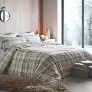 Image of Applecross Checked Natural Duvet Cover and Pillowcase Set Natural