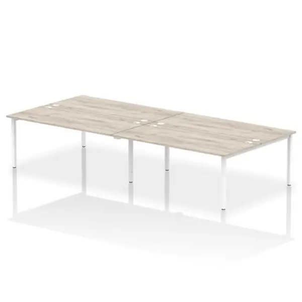 Image of Impulse Impulse Bench B2B 4 Person 1800 White Frame Office Bench Desk Grey Oak IMB4P18GRYW