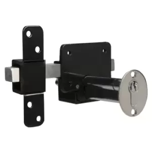 Image of Gatemate Black Stainless Steel Euro Single Locking Long Throw Barrel Gate Bolt, (L)87mm (Bl)70mm