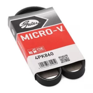 Image of GATES Poly V-Belt FORD,CITROEN,BMW 4PK860 11287512762,11287512971,11287536345 Ribbed Belt,V Ribbed Belt,Multi V Belt,Poly Belt,V-Ribbed Belts,5750V0