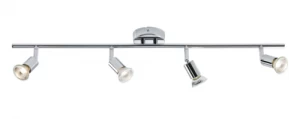 Image of KnightsBridge Ceiling Light GU10 50 Watt 4 Spotlight Bar Chrome LED Compatible