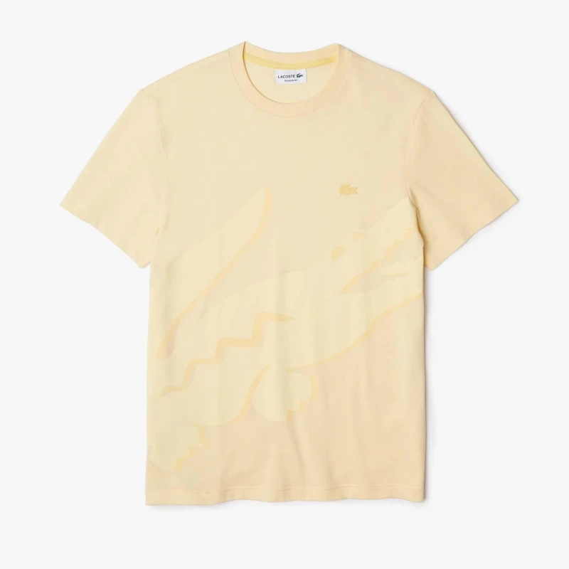 Image of Lacoste Crocodile Print Crewneck T-Shirt - Yellow Yellow XS